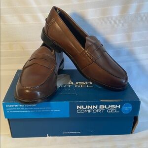 Nunn Bush Brown Leather Slip-On Loafers Classic Design